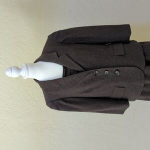 The Limited Brown Puff Sleeve Herringbone Tweed Tailored Suit Jacket Size Large